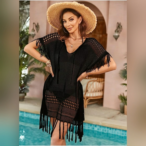 💚Cover Up Crochet Hollow Tassel Sexy Beach Bikini - Picture 4 of 4